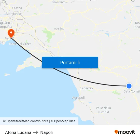 Atena Lucana to Napoli map