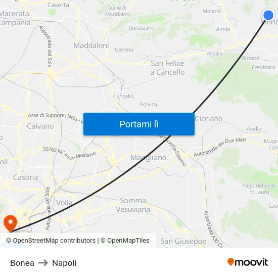 Bonea to Napoli map
