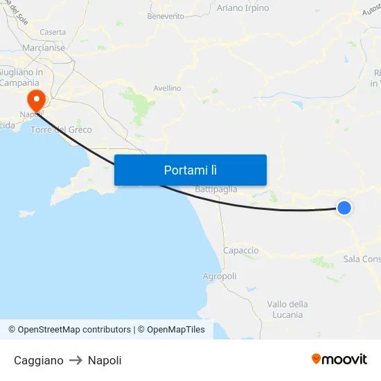 Caggiano to Napoli map
