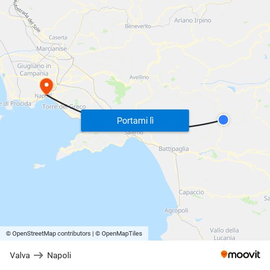 Valva to Napoli map