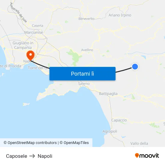 Caposele to Napoli map