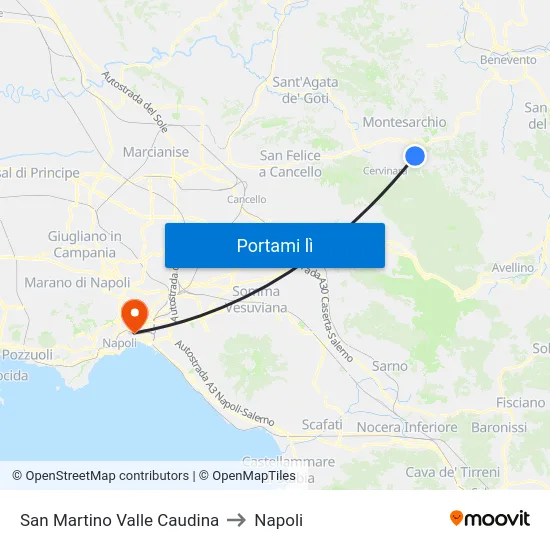 San Martino Valle Caudina to Napoli map