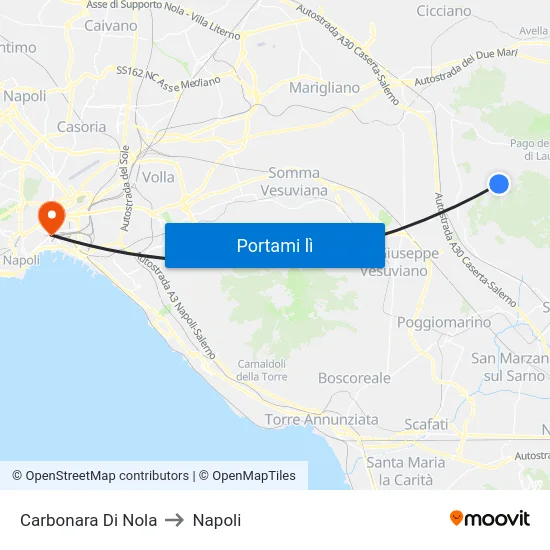 Carbonara Di Nola to Napoli map