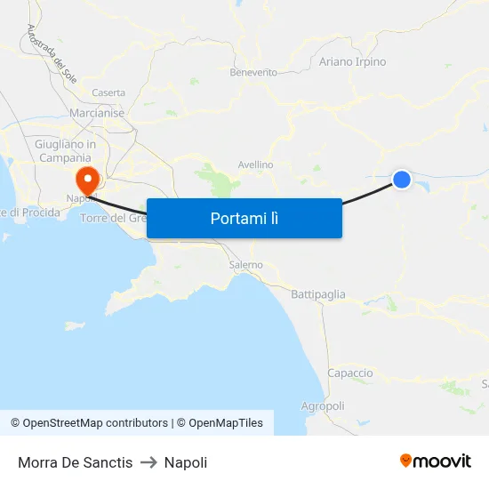 Morra De Sanctis to Napoli map