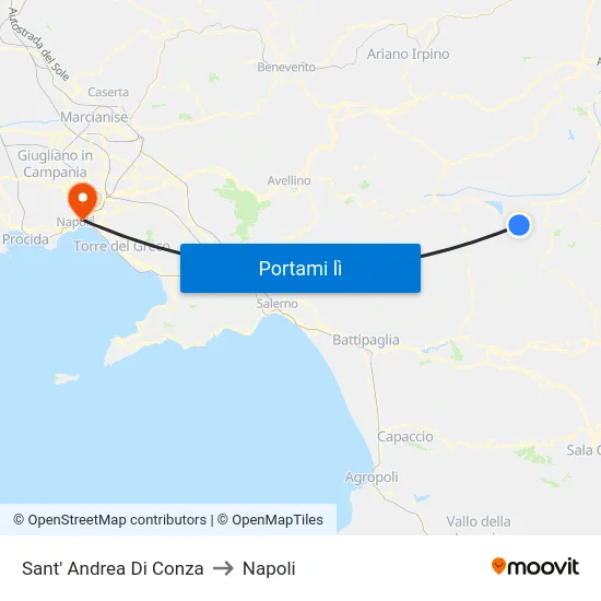 Sant' Andrea Di Conza to Napoli map