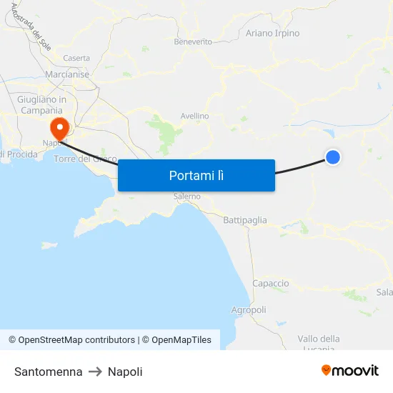 Santomenna to Napoli map