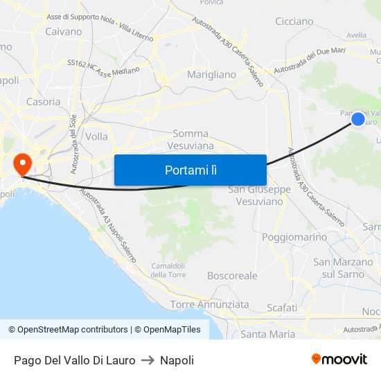 Pago Del Vallo Di Lauro to Napoli map