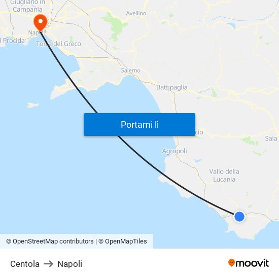 Centola to Napoli map