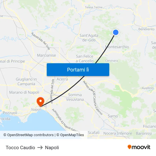 Tocco Caudio to Napoli map