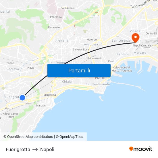 Fuorigrotta to Napoli map