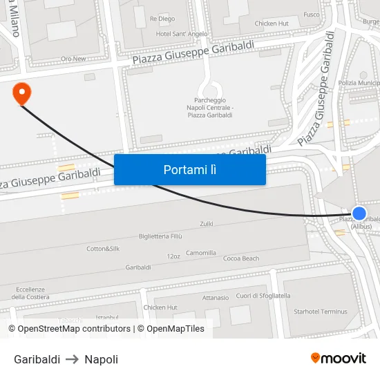 Garibaldi to Napoli map