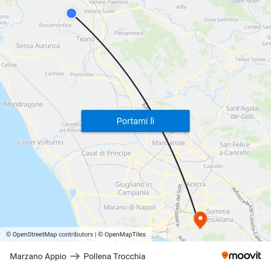 Marzano Appio to Pollena Trocchia map