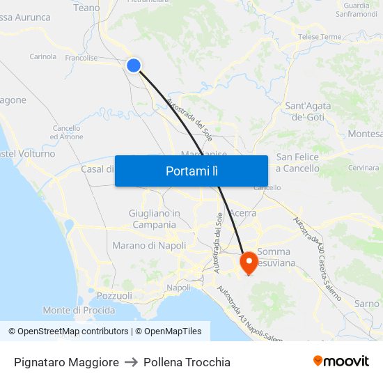 Pignataro Maggiore to Pollena Trocchia map