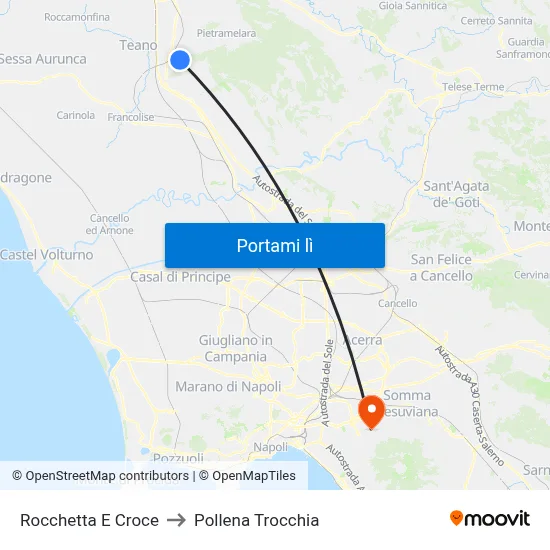 Rocchetta E Croce to Pollena Trocchia map