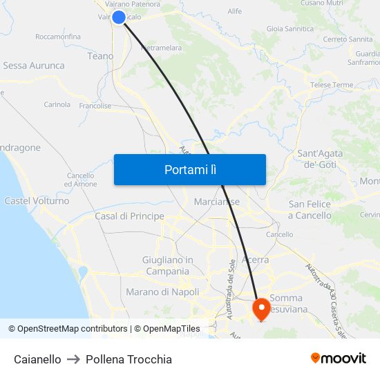 Caianello to Pollena Trocchia map