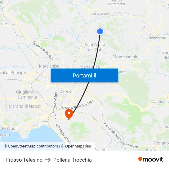 Frasso Telesino to Pollena Trocchia map