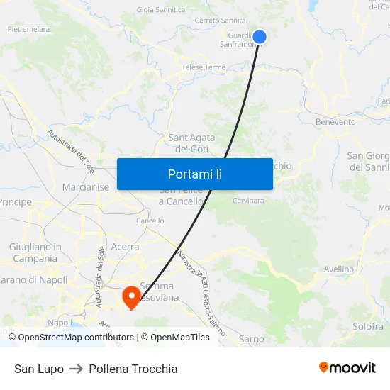 San Lupo to Pollena Trocchia map