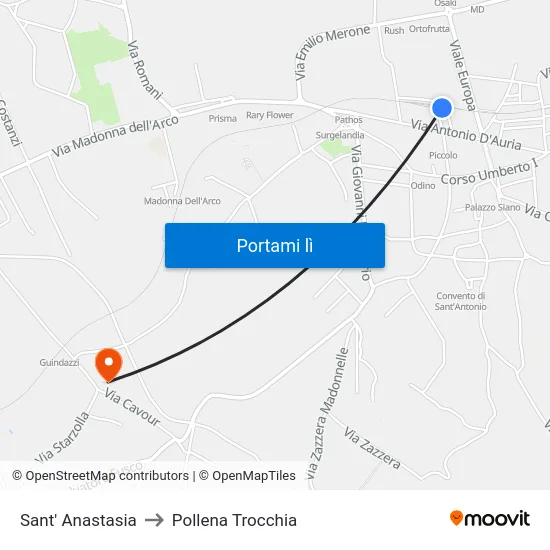 Sant' Anastasia to Pollena Trocchia map