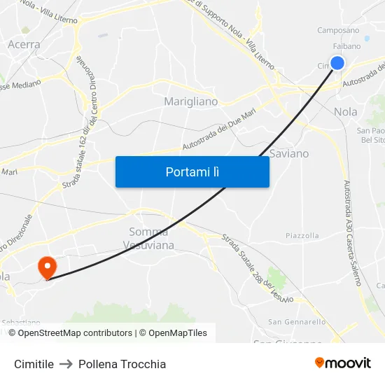 Cimitile to Pollena Trocchia map