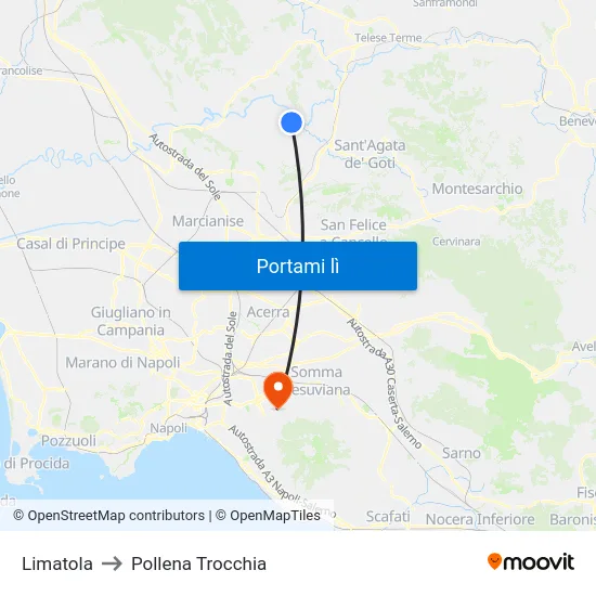 Limatola to Pollena Trocchia map