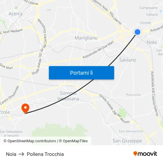 Nola to Pollena Trocchia map