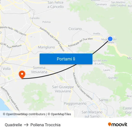 Quadrelle to Pollena Trocchia map
