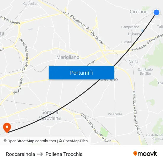 Roccarainola to Pollena Trocchia map