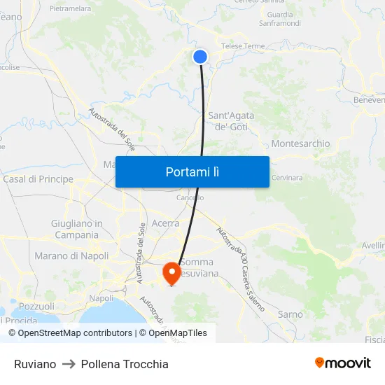 Ruviano to Pollena Trocchia map
