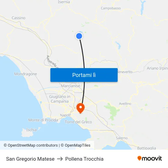 San Gregorio Matese to Pollena Trocchia map
