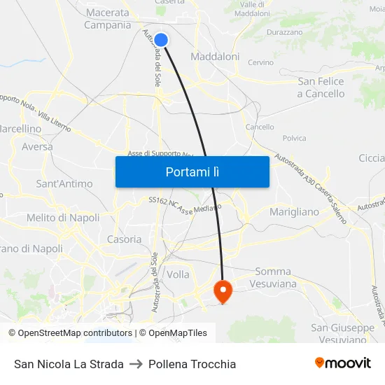 San Nicola La Strada to Pollena Trocchia map