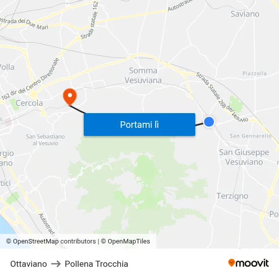 Ottaviano to Pollena Trocchia map