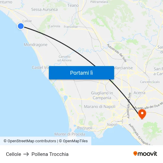 Cellole to Pollena Trocchia map