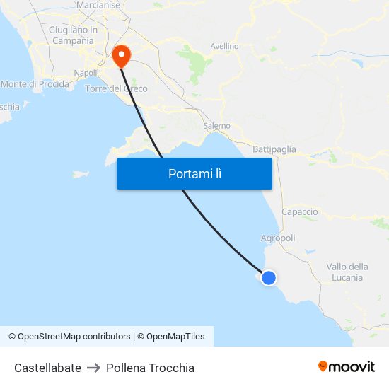 Castellabate to Pollena Trocchia map