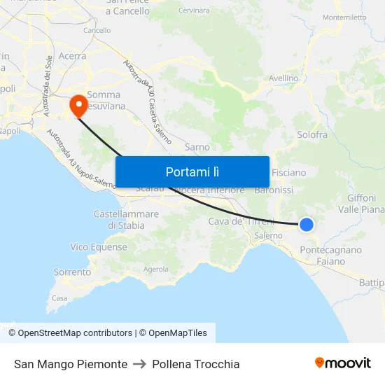 San Mango Piemonte to Pollena Trocchia map