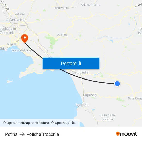 Petina to Pollena Trocchia map