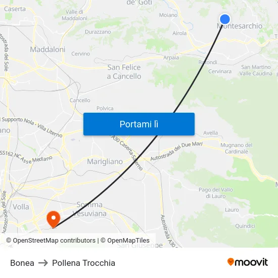 Bonea to Pollena Trocchia map
