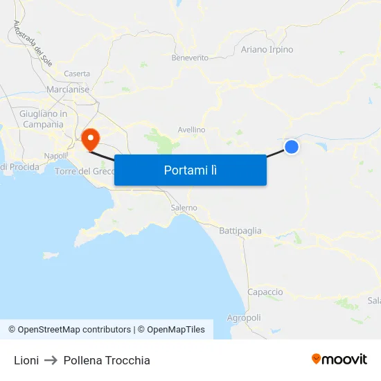 Lioni to Pollena Trocchia map