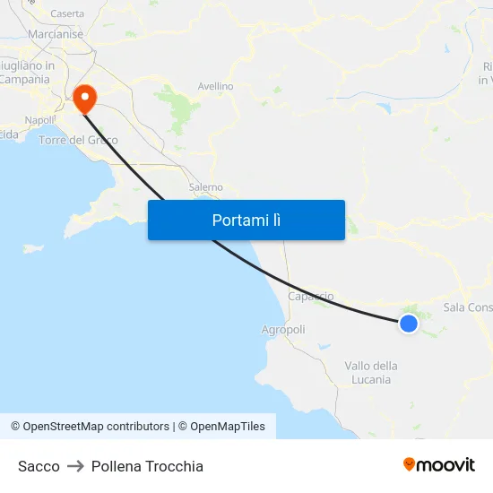 Sacco to Pollena Trocchia map