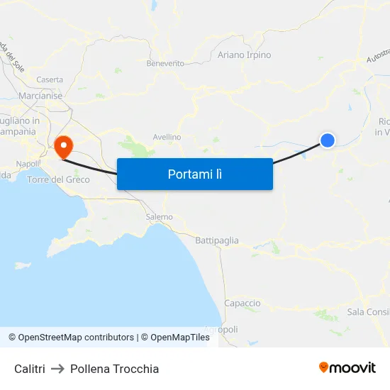 Calitri to Pollena Trocchia map