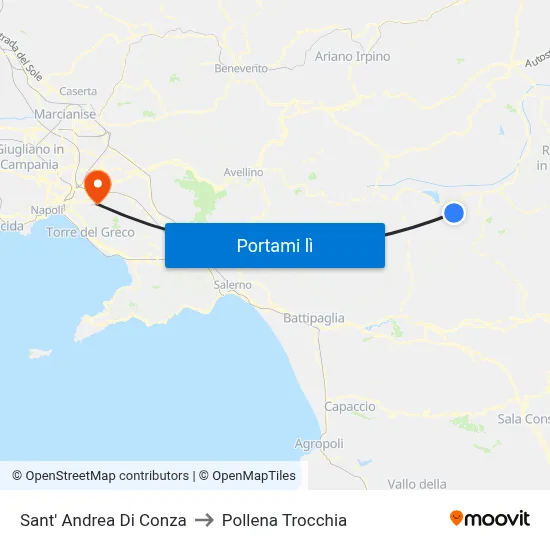 Sant' Andrea Di Conza to Pollena Trocchia map