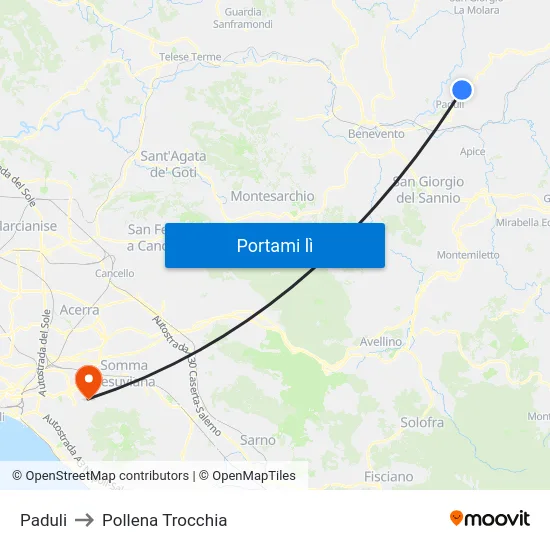 Paduli to Pollena Trocchia map