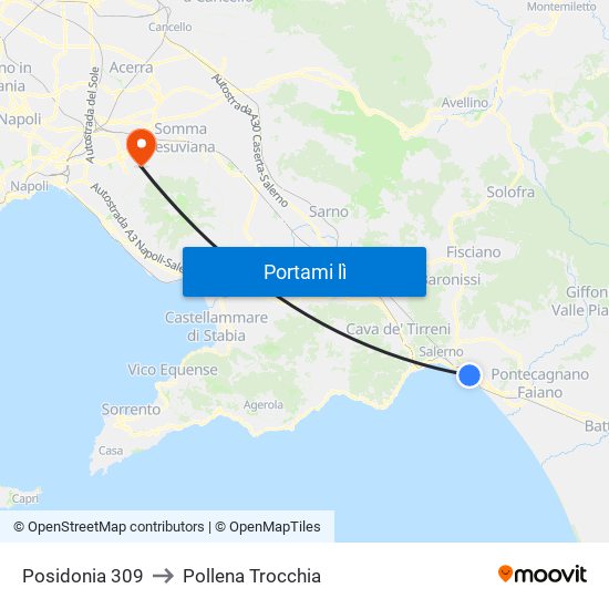 Posidonia 309 to Pollena Trocchia map
