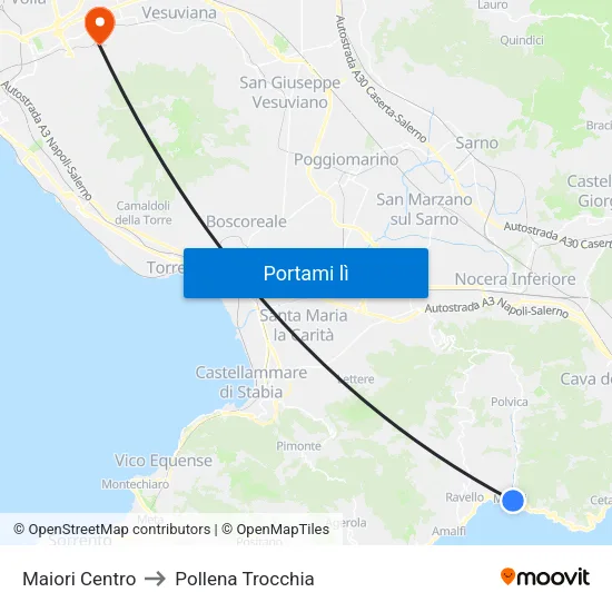 Maiori Centro to Pollena Trocchia map