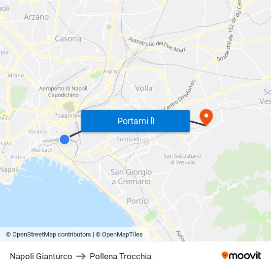 Napoli Gianturco to Pollena Trocchia map