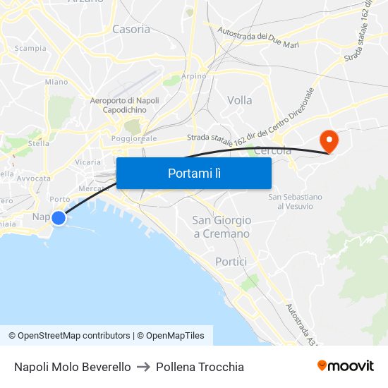 Napoli Molo Beverello to Pollena Trocchia map