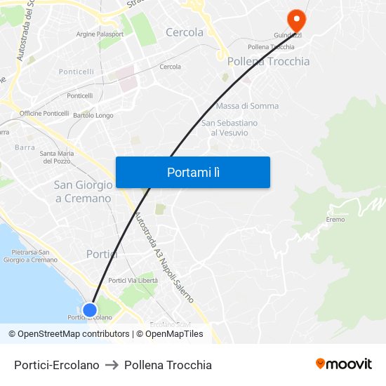 Portici-Ercolano to Pollena Trocchia map