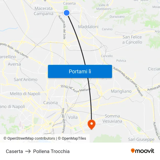 Caserta to Pollena Trocchia map