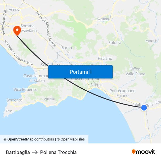 Battipaglia to Pollena Trocchia map