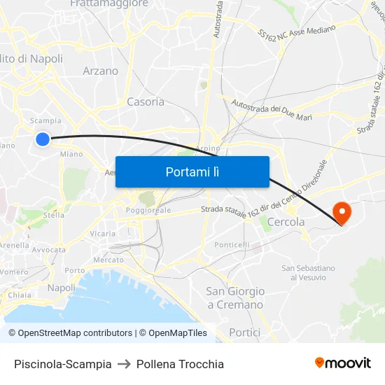 Piscinola-Scampia to Pollena Trocchia map