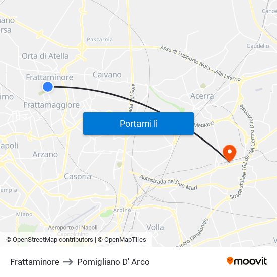 Frattaminore to Pomigliano D' Arco map